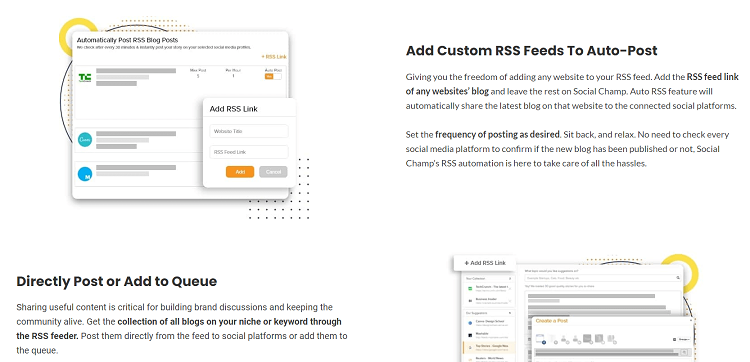 The Auto-post RSS Feed allows you to automatically post content from relevant sites, whenever there’s something new available.
