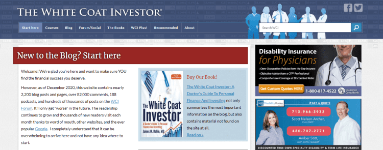 Die White Coat Investor Website