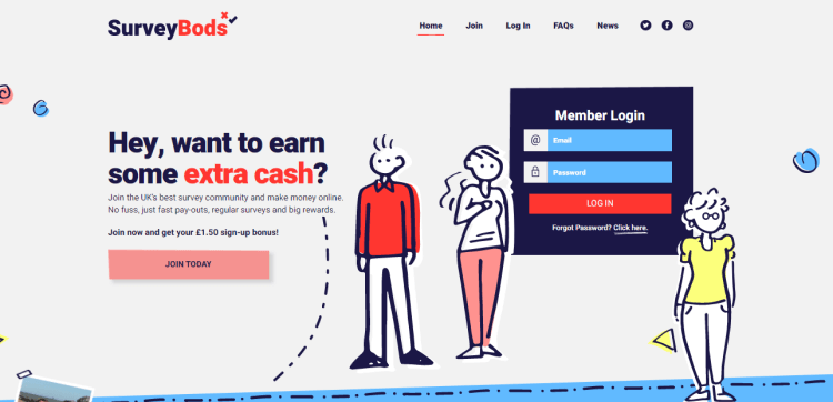 Screenshot from Surveybods - online surveys for money