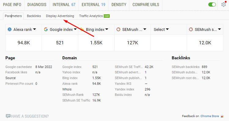 This report will show you how your competitors’ domains are being advertised.