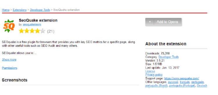 Download SEOquake For Opera