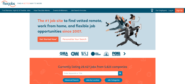 Freelancer Website for Copywriters, Flexjobs page is the number one job site to find vetted remote, work from home, and flexible job opportunities since 2007.