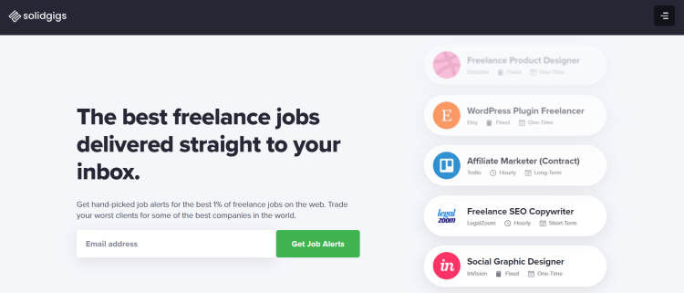 Freelancer Website for Writers, Solidgigs page offers the best freelance jobs delivered straight to your inbox.