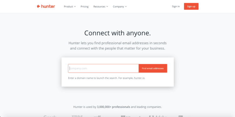 Best content marketing tool: Hunter.io