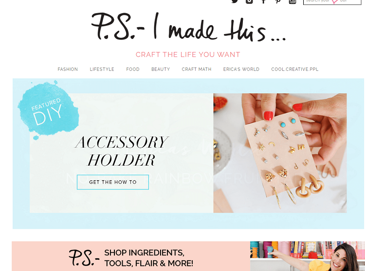 This is a screenshot of the homepage of P.S. I Made THis DIY blog