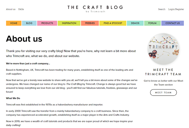 This is a screenshot of the homepage of The Craft blog