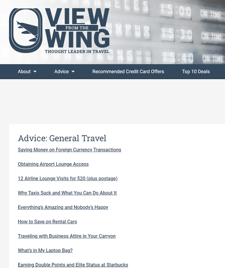 This is View From The Wing travel blog.