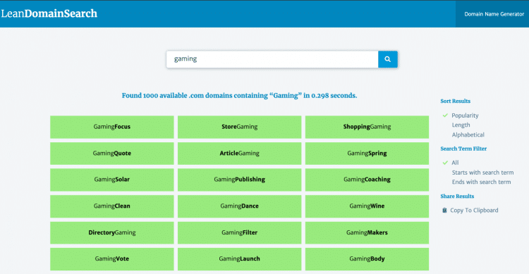Lean Domain Search tool for nonprofits