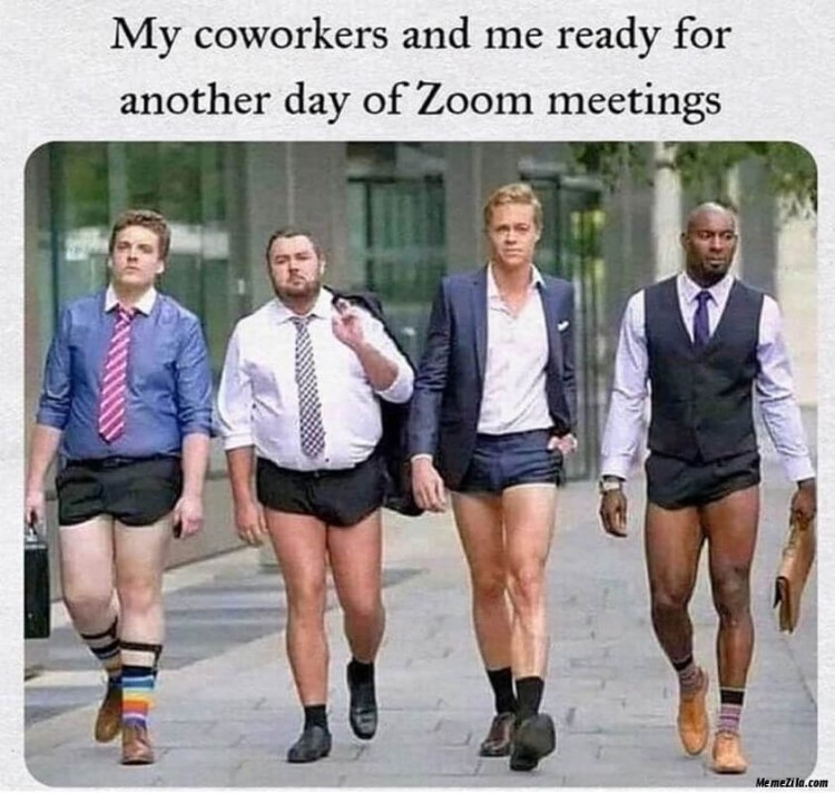 working from home meme and four men