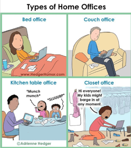 working from home meme about types of home offices