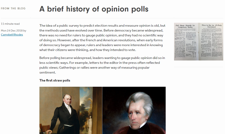This is a screenshot of the homepage of A Brief History blog
