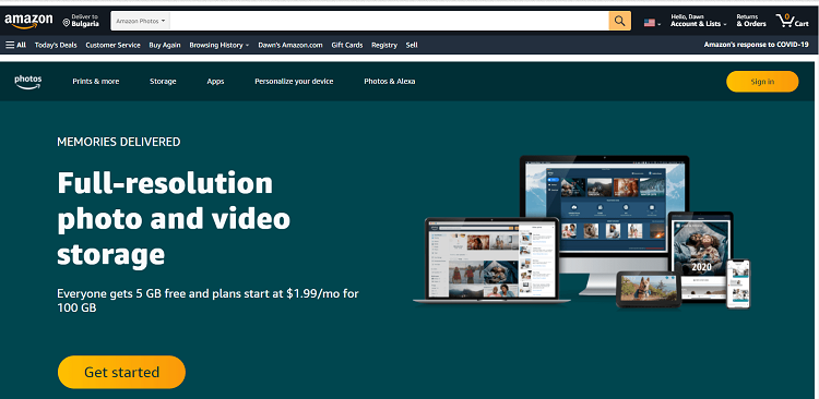 This is the homepage of Amazon Photos management software program. 