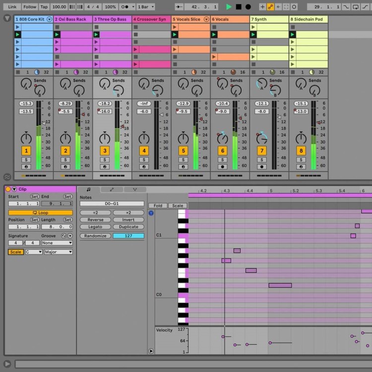 Audio Editing Software, Ableton Live interface.