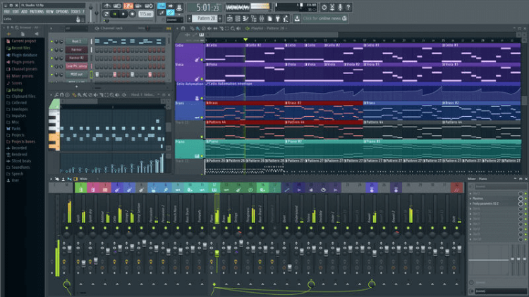 Audio Editing Software, FL Studio interface.