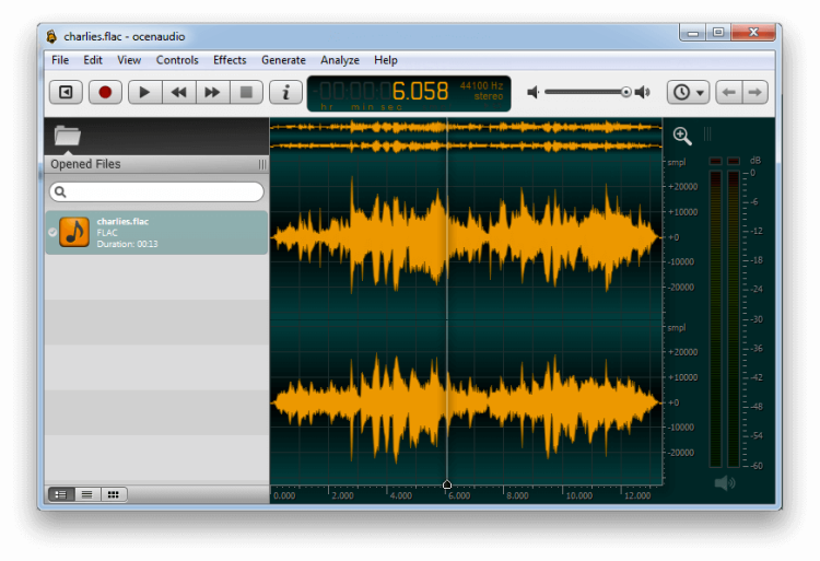 Audio Editing Software, Ocenaudio interface.