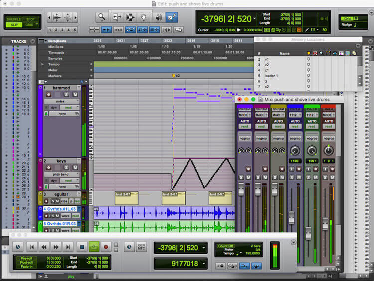 Audio Editing Software, Pro Tools interface.