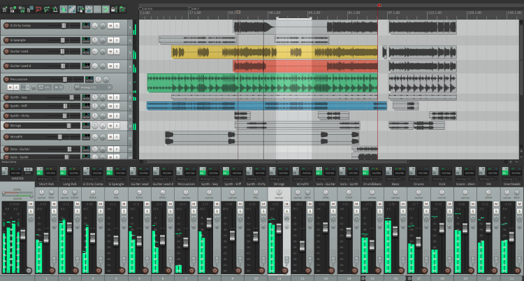 Audio Editing Software, REAPER interface.