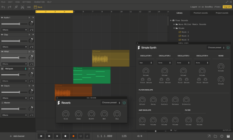 Audio Editing Software, Soundation interface.