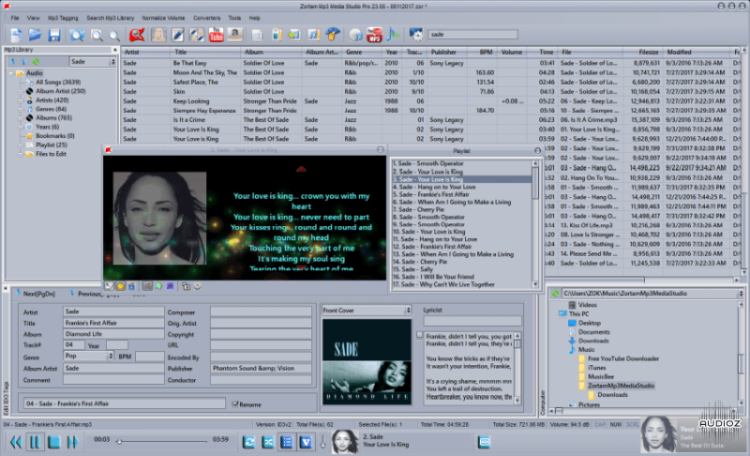 Audio Editing Software, Zortam Mp3 Media Studio interface.