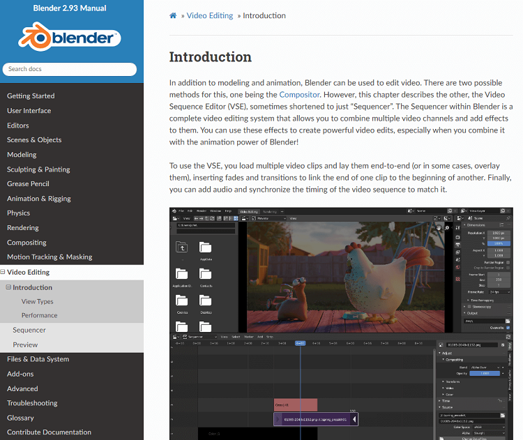 This is the homepage of Blender video editing software.