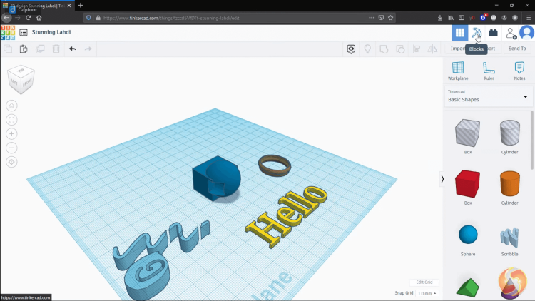 Best 3D Printing Software for Kids, TinkerCAD user interface.