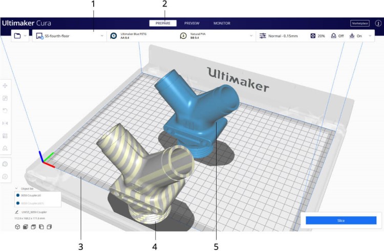 Best 3D Printing Software Tool, Ultimaker Cura user interface. 
