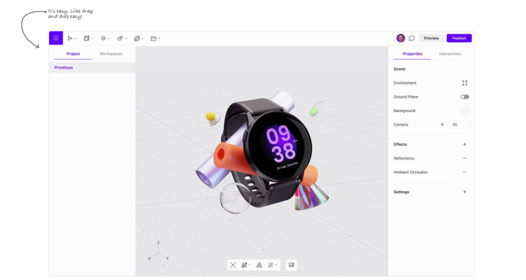 Best Open Source 3D Modeling Software for 3D Printing, Vectary user interface.