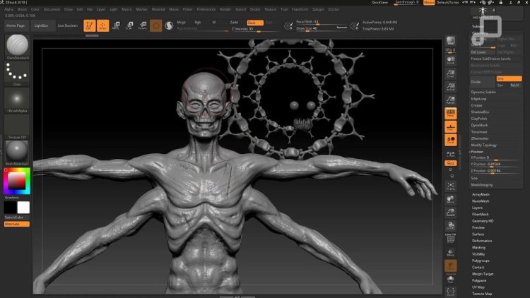 Best 3D Software Tool for Sculpting, ZBrush user interface.