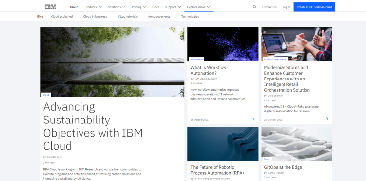 IBM blog page, one of the best corporate blogs.