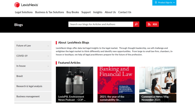 LexisNexis blog page, one of the best corporate blogs. 
