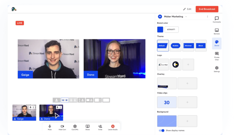 Best Live Streaming Software, StreamYard in the use.