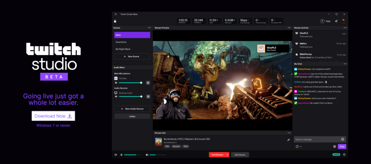 Live Streaming Sofware Program, Twitch Studio.