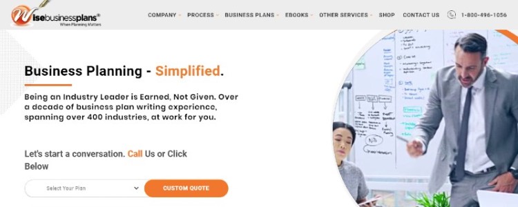 Business Plan Software, Wise Business Plans dashboard.