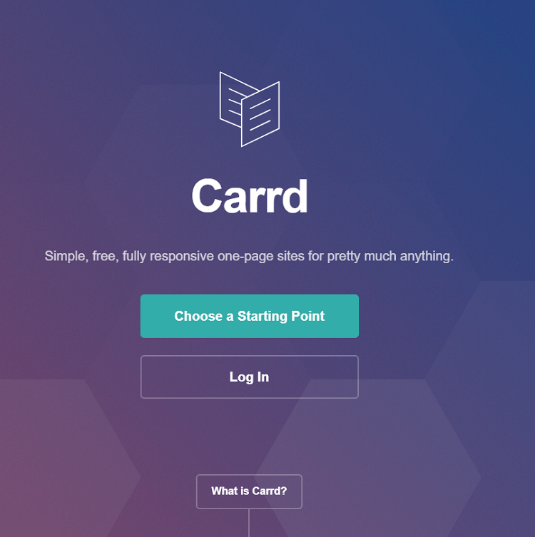 This is a screenshot of the homepage of Carrd