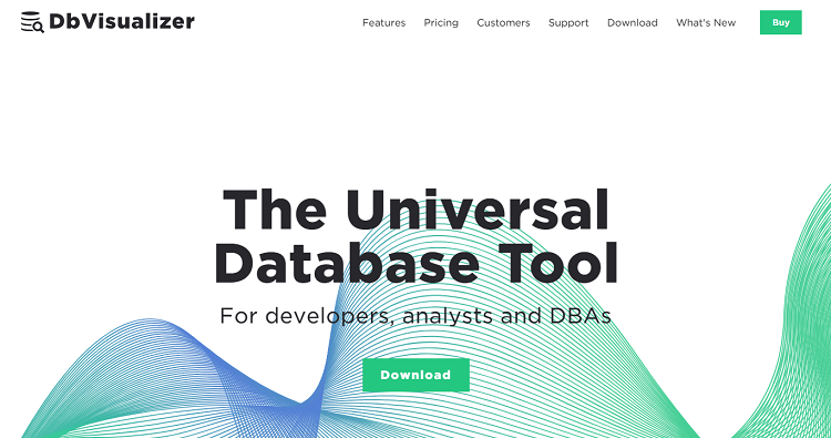 This is a screenshot of the homepage of DB Visualizer database software.