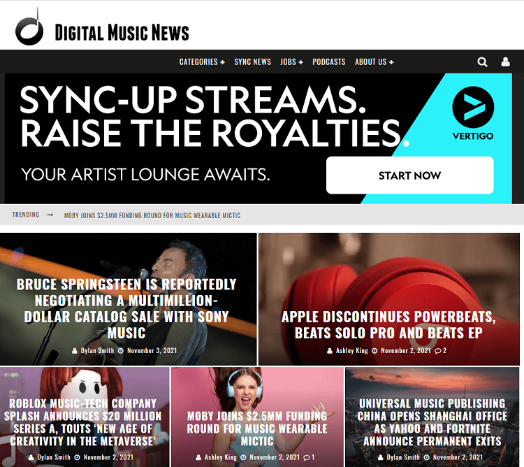 music news websites