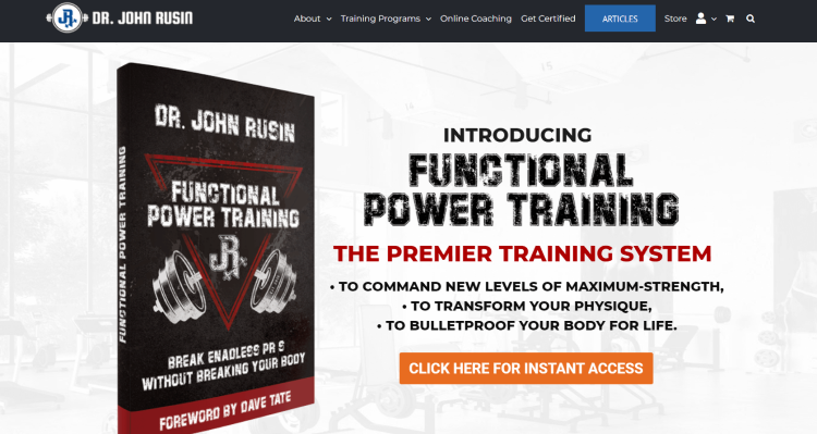 B2B Health and Fitness Blog, Dr. John Rusin page with ad of book called Functional Power Training.