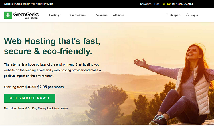 This is a screenshot of the homepage of Green Geeks hosting provider in New Zealand