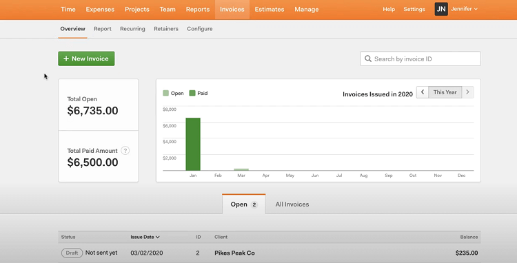 This is Harvest invoicing software.