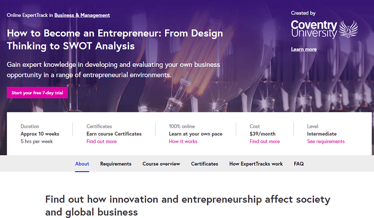 How to Become an Entrepreneur: From Design Thinking to SWOT Analysis – FutureLearn Best Business and Entrepreneurship Courses Online