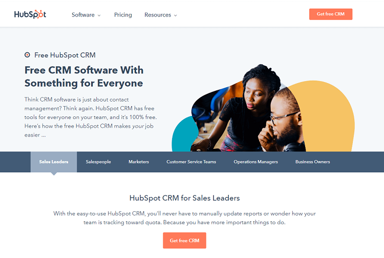 This is the homepage of HubSpot email marketing software.