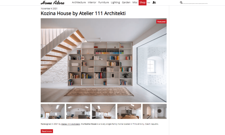 Home Improvement and Home Decor Blog, Home Adore page with featured post about Kozina House by Atelier 111 Architekti.