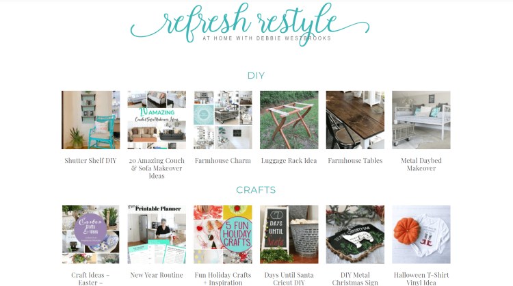 Home Improvement and Home Decor Blog, Refresh Restyle page with DIY and Crafts posts such as Shutter Shelf DIY.