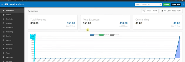 This is Invoice Ninja invoicing software.