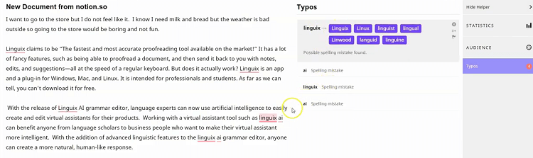 This is LINGUIX grammar checker tool for professional writing.