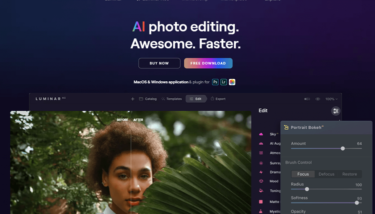 This is Luminar AI photo editing software.