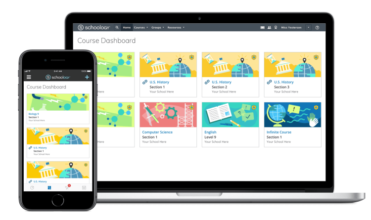 Learning Management System Software, Schoology LMS dashboard.