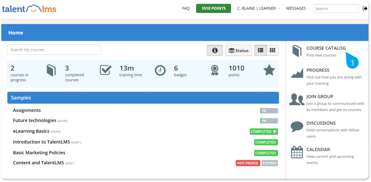 Learning Management System Software, TalentLMS dashboard.