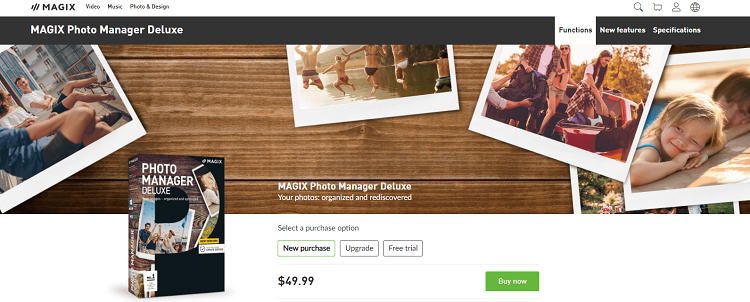 This is the homepage of Magix photo management software program.