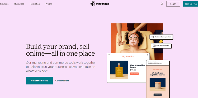 This is a screenshot of the homepage of Mailchimp